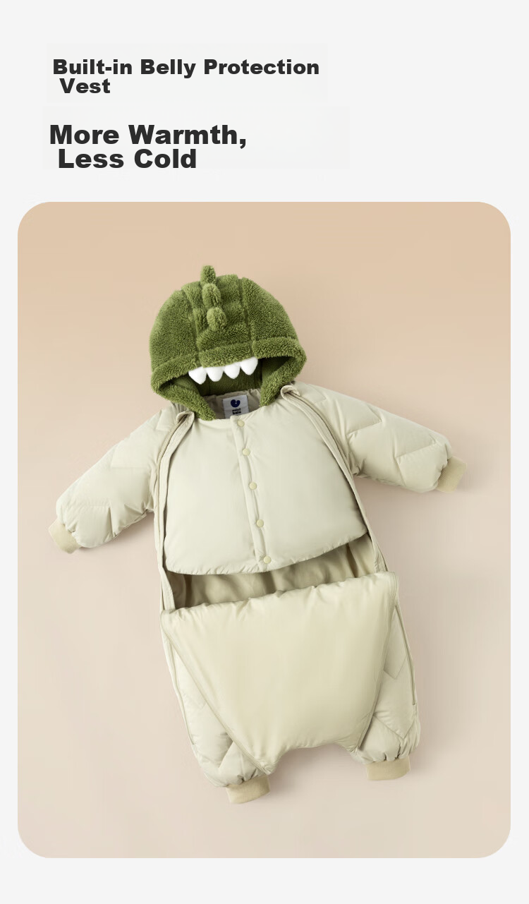 Minibala Bala Unisex Kids Baby Winter Thickened Three-Proof Cute Animal Plush Hooded Down Jumpsuit 7