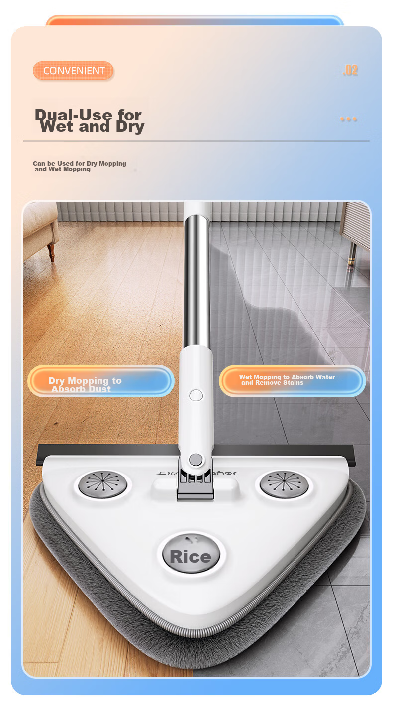 Jiabangshou Triangle Glass Cleaner, 2025 Model, for Home Use, Ceiling Cleaner, Cabinet And Wall Cleaner, Cleaning Tool, All-In *2 Pieces of Cloth 3
