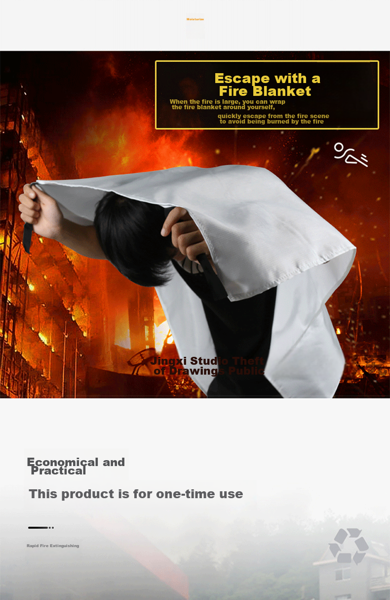 JINGXI Fire Blanket, Fiberglass Fire-Resistant Mat, for Home Kitchen And Canteen Use, Bagged Escape Blanket, 1.8m X 1.8m Extra Large Size 6