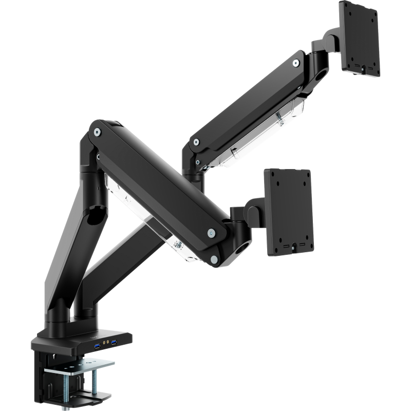 Brateck Beihu Dual-Screen Monitor Stand, Mechanical Arm One-To Computer Stand for Multi-Screen Extension, Desktop Clip-On Base, Large Screen Lifting Suspended Riser E600-2