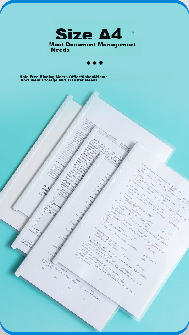 M&G Stationery, 10 Thick Transparent Slide Bar Folders with 5mm Triangular Pull Rods, Student Resume Folders, Exam Report Document Storage Folders, Office ADM4163 3