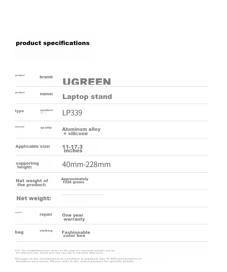 UGREEN Laptop Stand, Computer Desk Stand, Cooling Rack, Vertical Adjustable Height Riser, Aluminum Alloy Bracket, Compatible with Apple Macbook, Huawei, Lenovo Legion, Xiaoxi 24