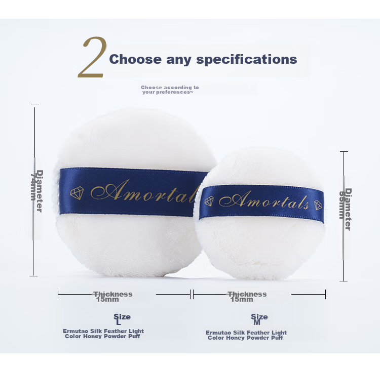 AMORTALS Velvet Feather Lightweight Face Powder Puff Large Size Loose Powder Puff Non-Absorbent Makeup Tool 3
