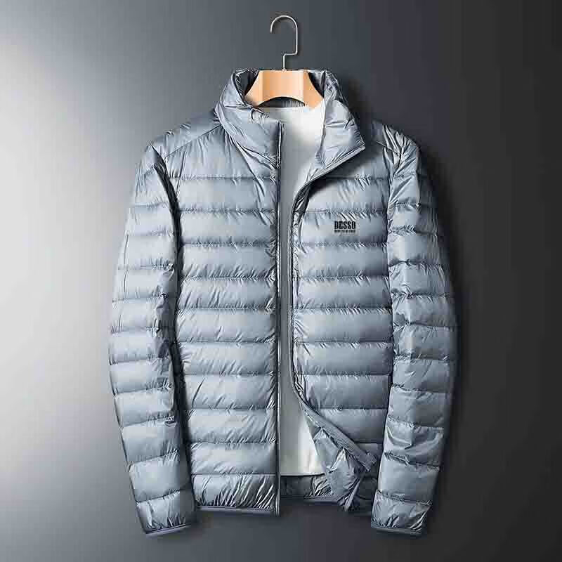DESSO Tangshi Group Lightweight down Jacket for Men, Autumn And Winter Short Coat, Stand Collar, Solid Color, Cold-Resistant Menswear, Black, XL 8