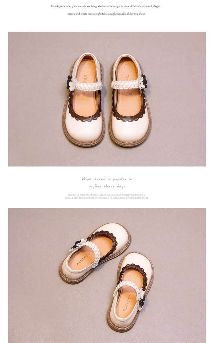 Wuma Girls Princess Leather Shoes 2026 New Spring Autumn Children's Performance Soft Sole Single Shoes for Big Kids 4