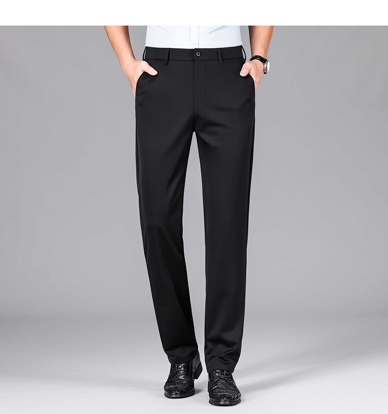 ROMON [With Mulberry Silk] Sun Protection High Elasticity Ice Silk Casual Pants Men's Summer Thin Straight Work Pants Suit Trousers 9