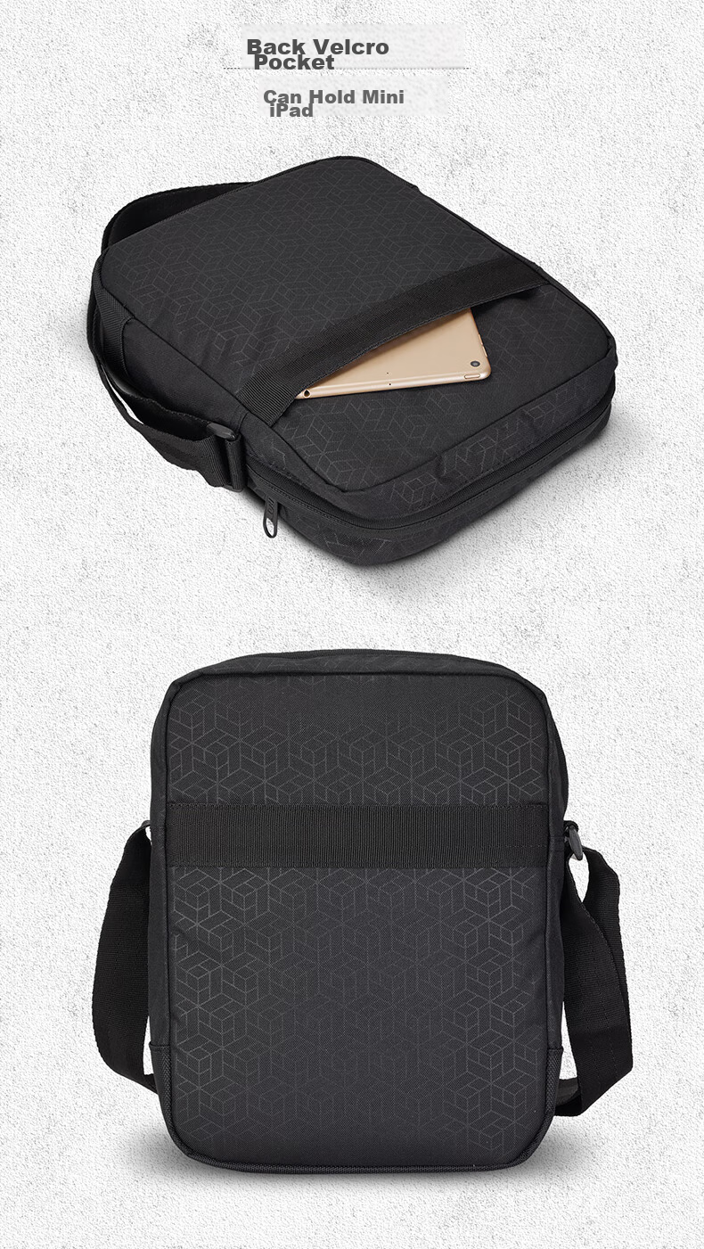 CAT Crossbody Bag, Casual Shoulder Bag, 13-Inch IPad Bag, Simple Classic Medium-Sized Messenger Bag, Men's And Women's Dark Pattern Black, 84058 7