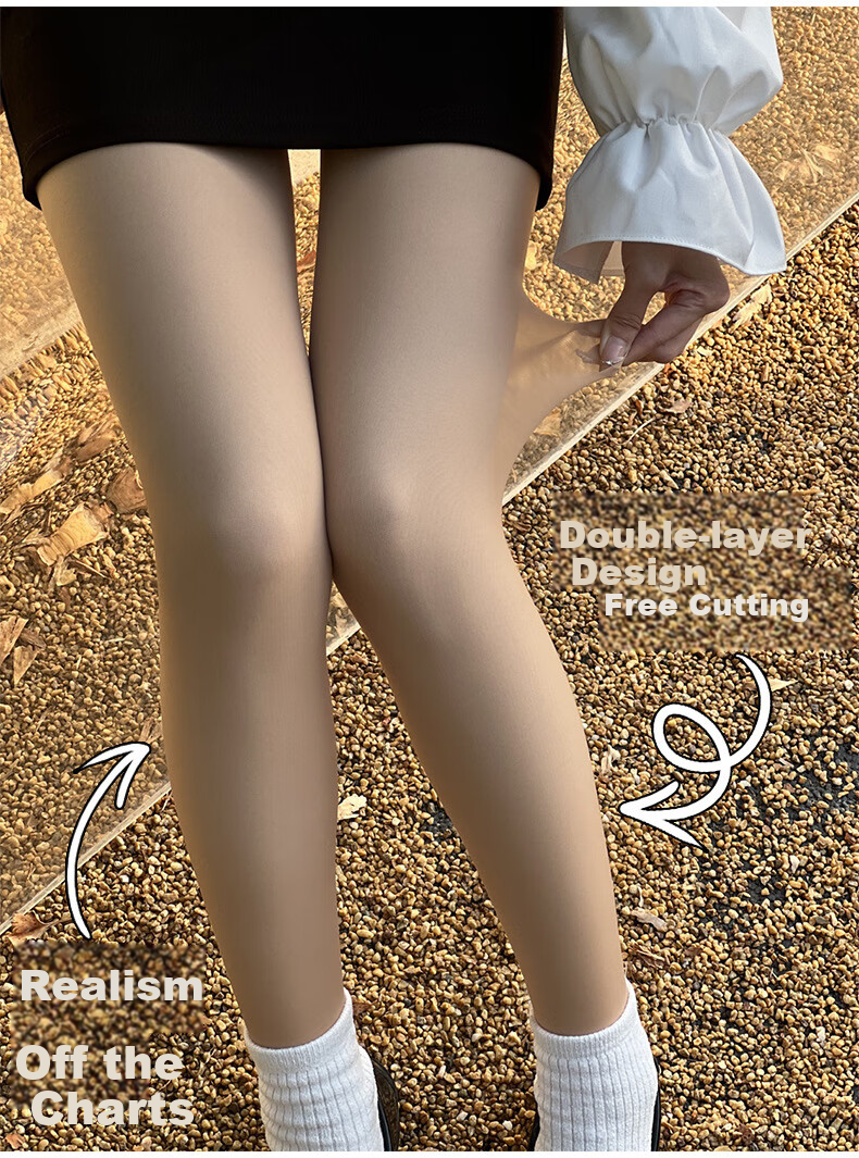 MAOHUO Double-Layer Light Leg Miracle Thickened Fleece-Lined Base Layer Panties Natural Bare Feel Stockings Women Autumn Winter Tights 6