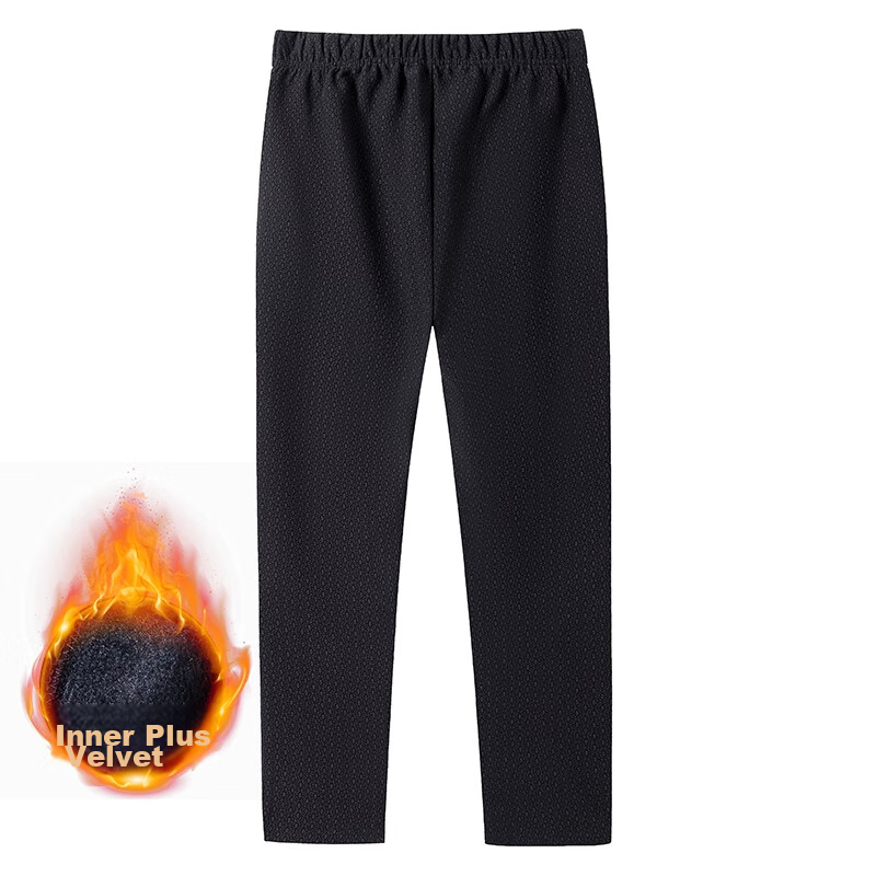 Hengyuanxiang Middle-Aged Women's Winter Fleece-Lined Thick Casual Pants, High-Waisted Elastic Waist Trousers for Middle-Aged And Elderly Women, Straight-Leg Pants 11