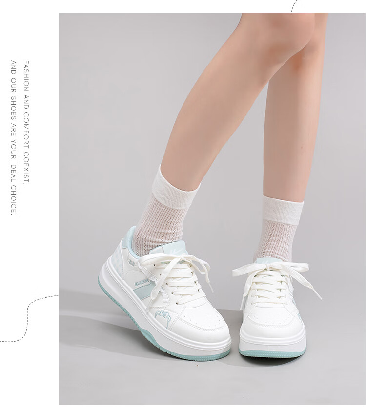 Warrior Women's Autumn Winter Thick Sole White Sneakers Sweet Versatile Casual Sports Shoes Beige Pink Size 38 3