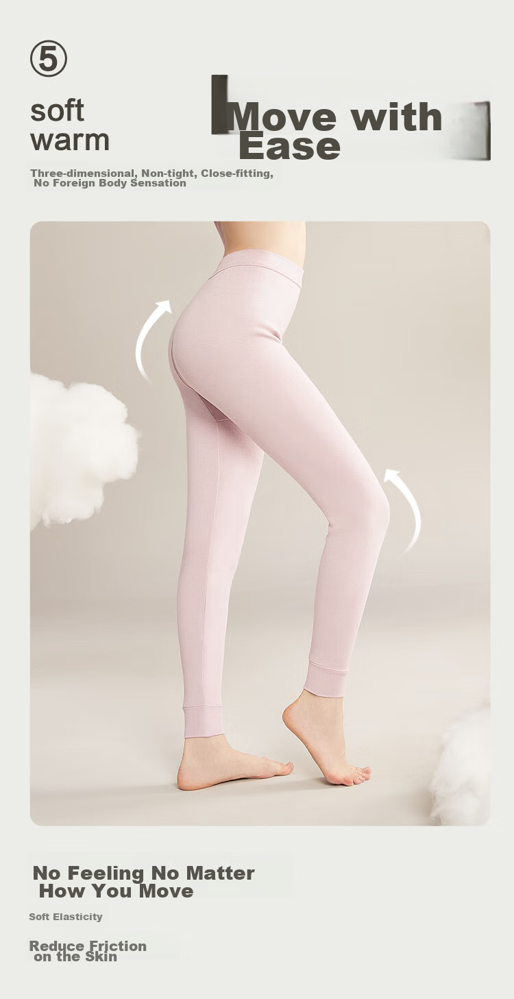 Hodo Pure Cotton Autumn Long Johns for Women, Lightweight Thermal Underwear, Ladies' Warm Pants, 2-Piece Set, Combination One, 165/90 11