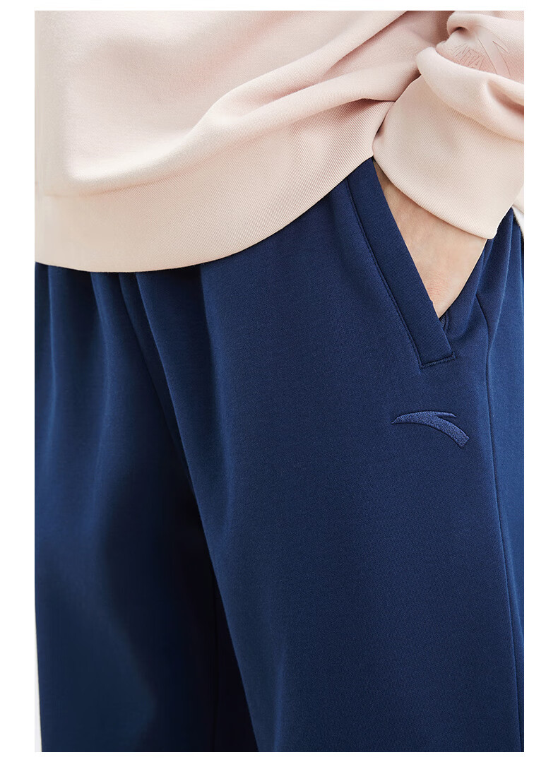 Anta Fleece-Lined Men's Straight-Leg Sweatpants Knitted Outdoor Running Warm Casual Pants for Men 65