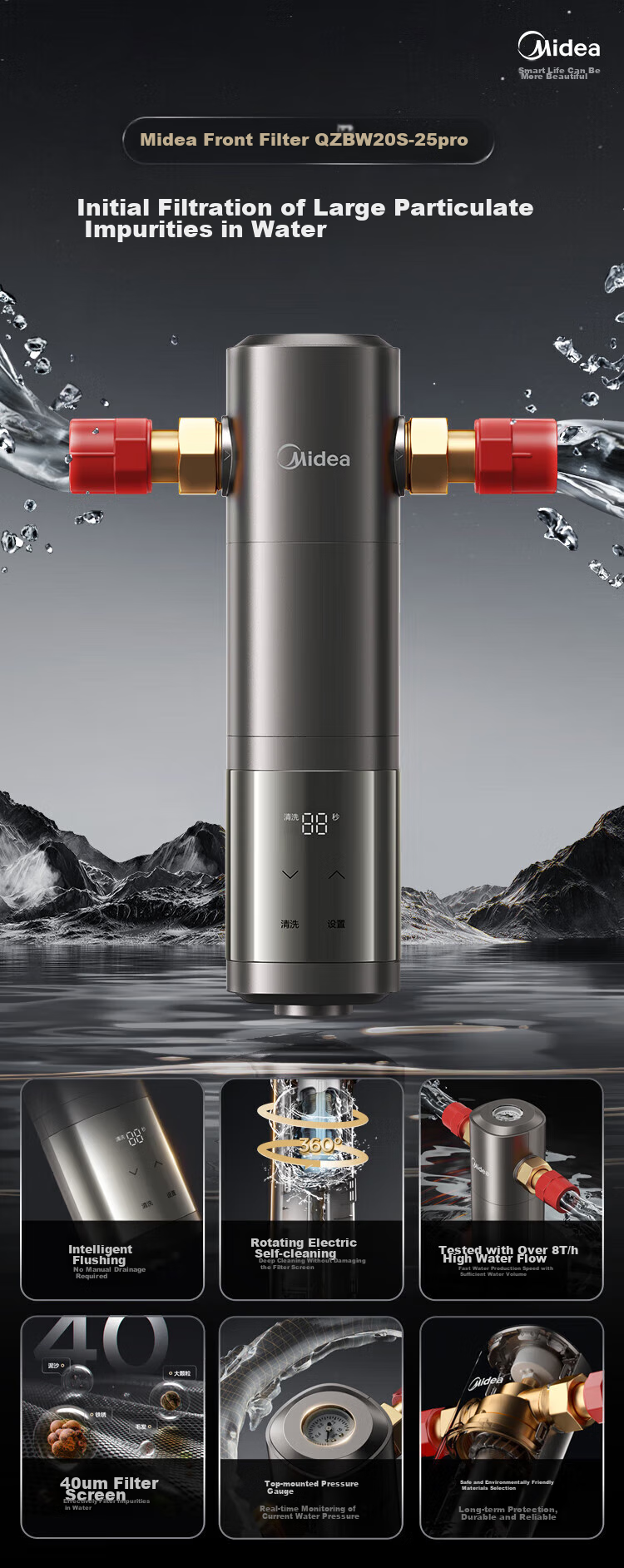 Midea Core-Saving Direct Drinking Water Purifier Set [Baize Max1200G + Pre-Filter-25pro], Under-Sink Smart Faucet, RO Reverse Osmosis Household All-In Drinking Water System 4