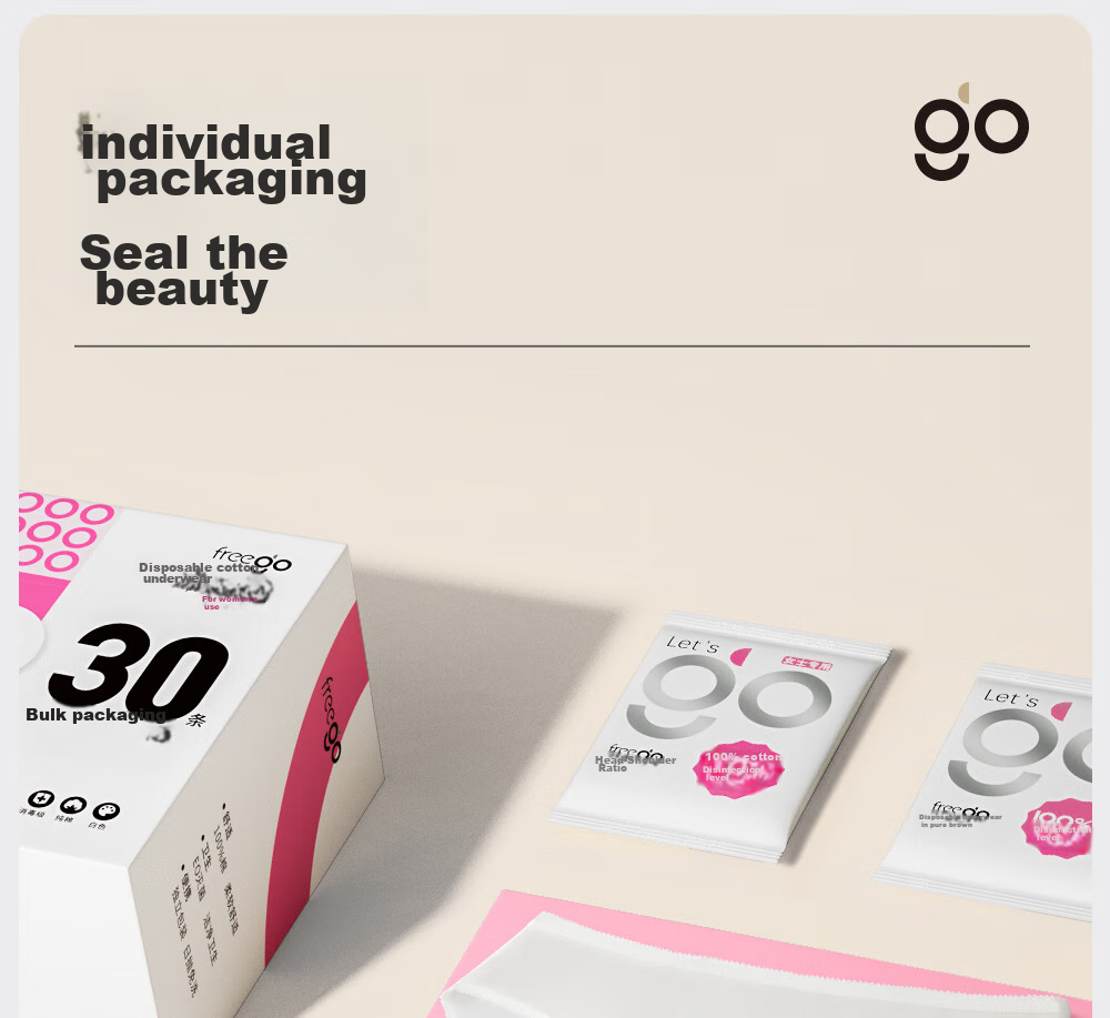 Freego Disposable Women's Underwear, Pure Cotton, Sterile, for Travel, Business Trips, Menstruation, Pregnant Women, Daily Disposable, No-Wash, Individually Wrapped, 30 Pieces, Size L 29