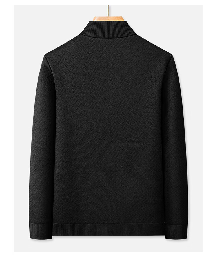 Aidengbao [Same As in Mall], Edenbo Casual Knit Jacket Stand Collar Business Coat, Black, 195/108A(5XL) 3