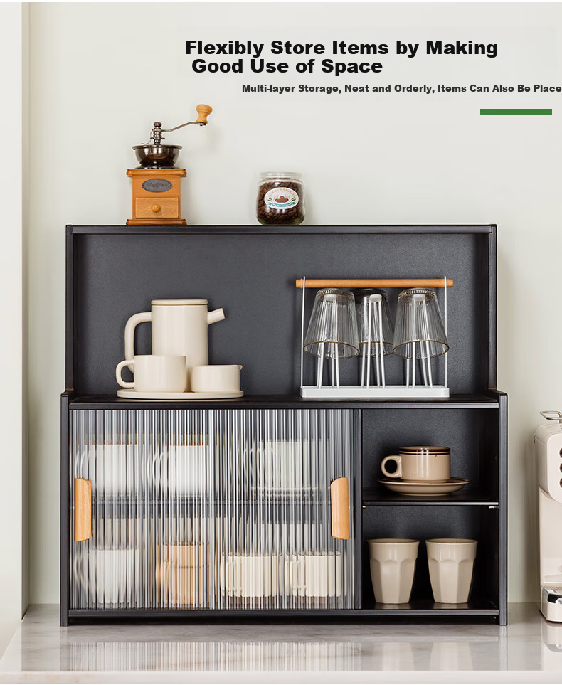 Laozhujiang Multi-Layer Desktop Cup Holder, Kitchen Countertop Storage Rack, Water Cup Organizer Cabinet, Tableware Storage Shelf, Table Seasoning Rack, 45cm Long 11