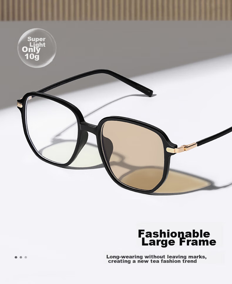 CAPONI Myopia Glasses for Women, Anti-Blue Light Radiation, Black Frame, Photochromic Lenses, Lightweight Black Large Frame, Face-Slimming, Can Be Fitted with Prescription Lenses 4