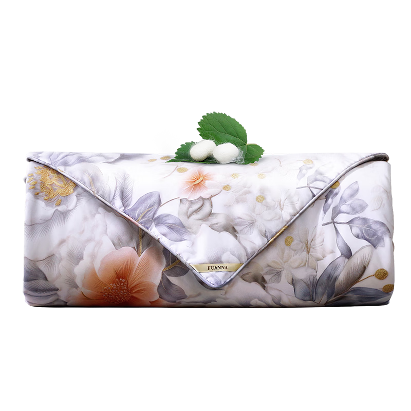 FUANNA Silk Comforter, 100% Mulberry Silk, Air Conditioning Quilt, Double Size, Summer Cool Quilt, Thin Summer Quilt Core, 2.8 Jin (1.4 Kg), 203x229cm