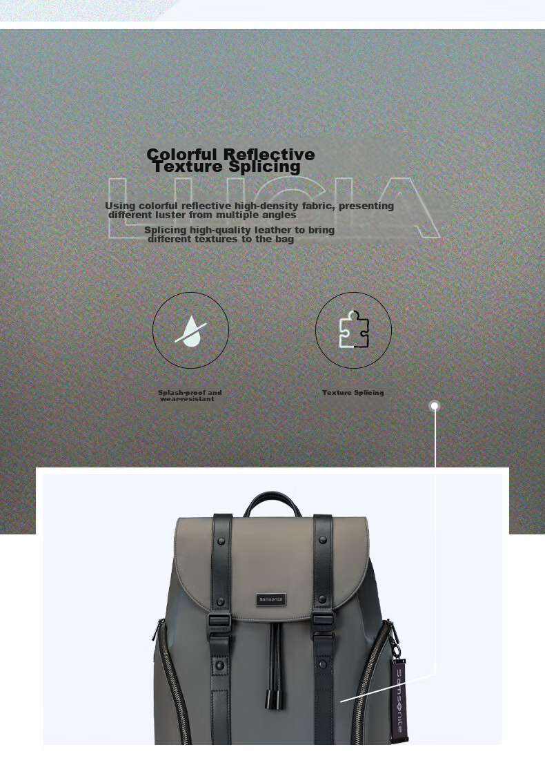 Xinxiuli Casual Fashion Backpack Laptop Bag, 15.6-Inch, for Men And Women, Reflective Material, Cowhide Leather, TM7*013 3