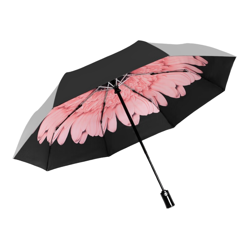 C'mon Fully Automatic Umbrella, Tri-Fold Sun Protection Parasol, UV-Resistant Portable Sunshade for Women, Automatic Pink Umbrella