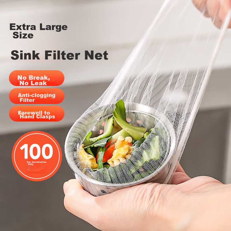 LYNN Kitchen Sink Strainer, Extra Large Size, 100 Pieces, Disposable Drain Filter, Sink Strainer, Floor Drain, Anti-Clogging