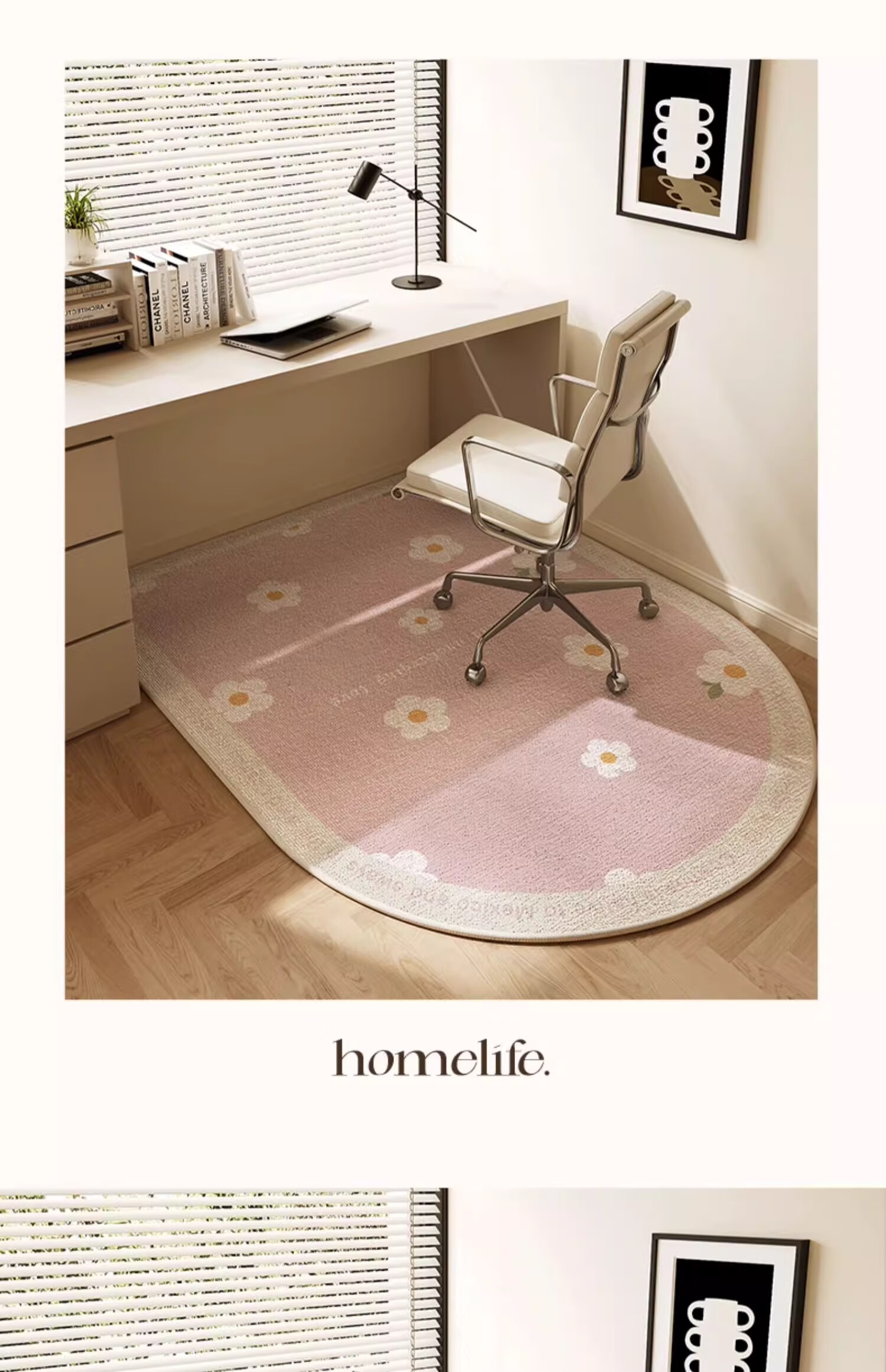 Yinshang Luxury High-End Bedroom Swivel Chair Mat, Study Chair Carpet, Non-Slip Dirt-Resistant Pad, Rounded Corner Foot Mat for Study Room Chair 7