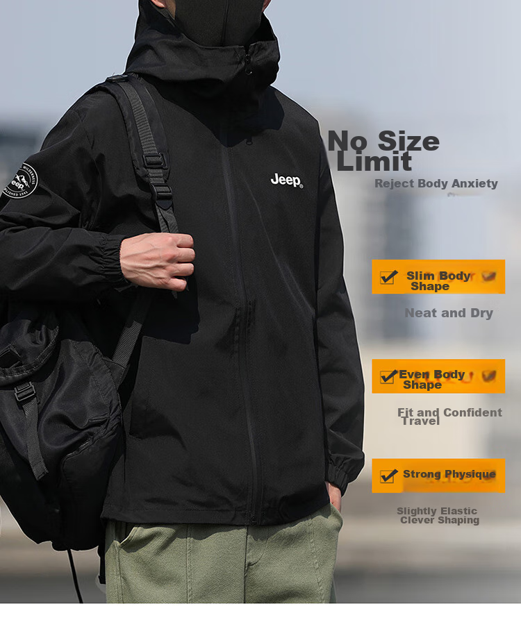 JEEP Men's Hooded Jacket for Spring And Autumn, Loose-Fitting Trendy Casual Clothing, Army Green, 3XL 9