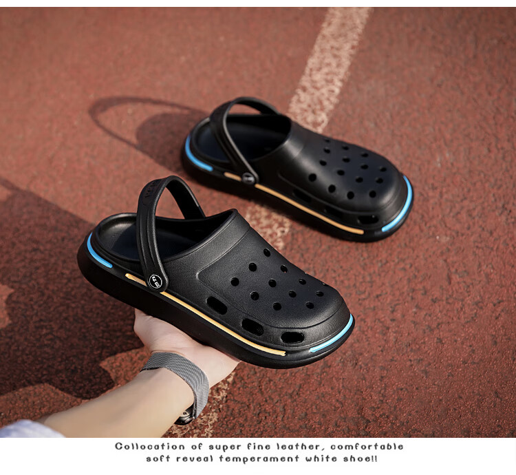 Warrior Men's Outdoor Durable Beach Sandals Breathable Soft Sole Clogs WXL(SD)-0048 Black Size 43 9