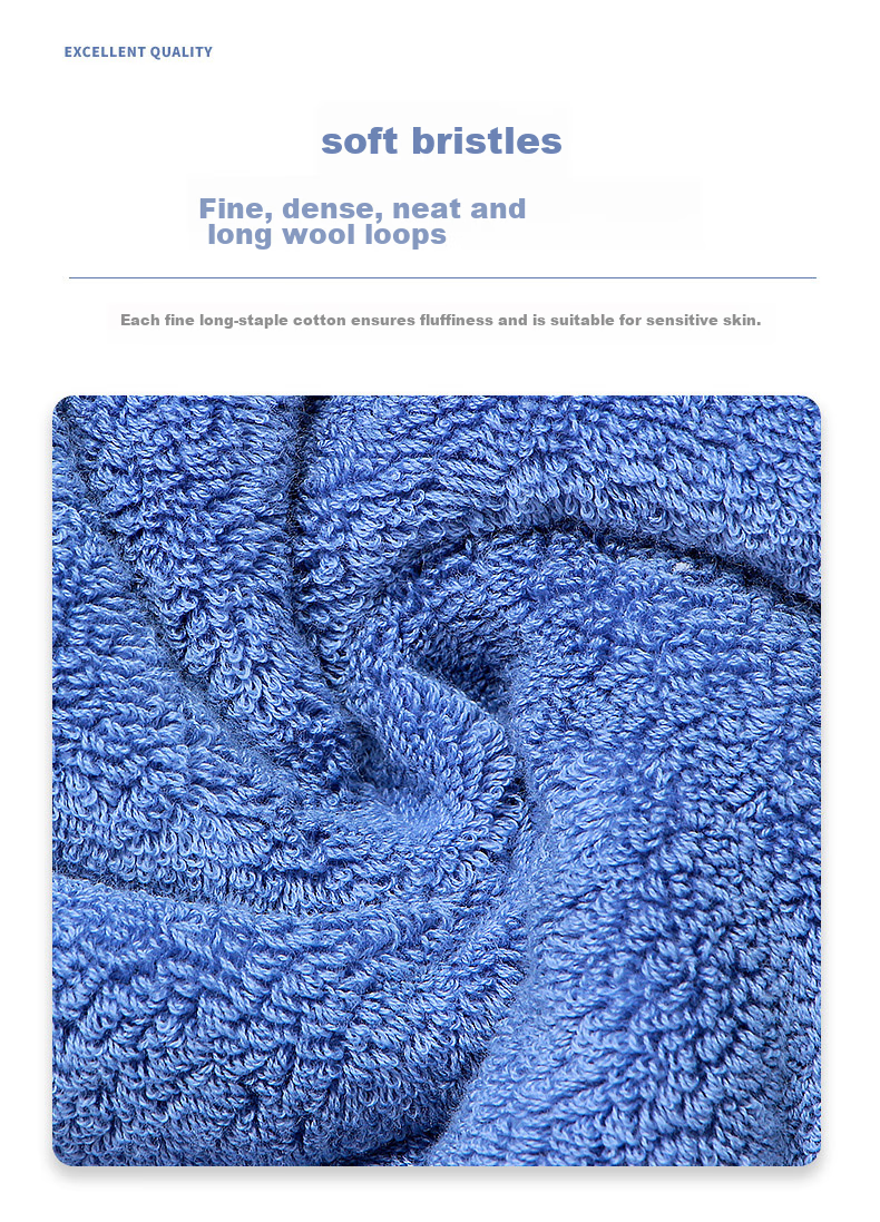 Grace Class A Pure Cotton Bath Towel for Men And Women, Extra Large And Thick Shower Towel, Xinjiang Long-Staple Cotton Wrap Towel, Blue, 650g, Sports 6