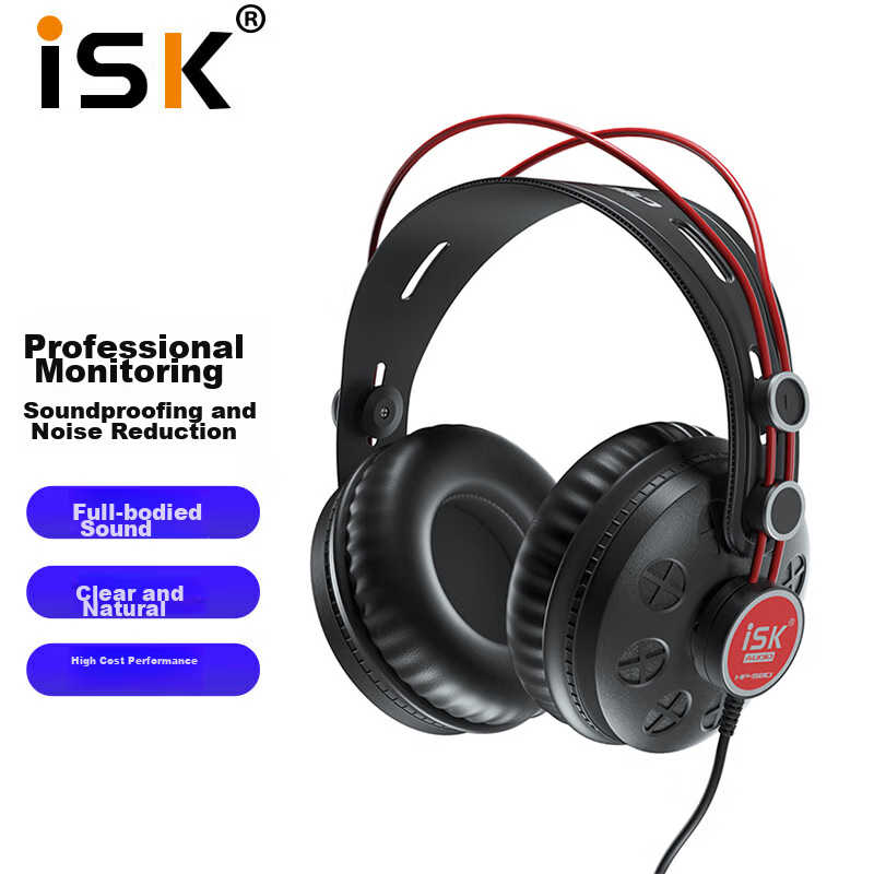 ISK HP-580 Professional Over-Ear Monitoring Headphones, Comfortable Full-Enclosed Cavity Design, Gaming Headphones for Computer, Mobile Phone, Sound Card, Karaoke Recording, And Gaming Music
