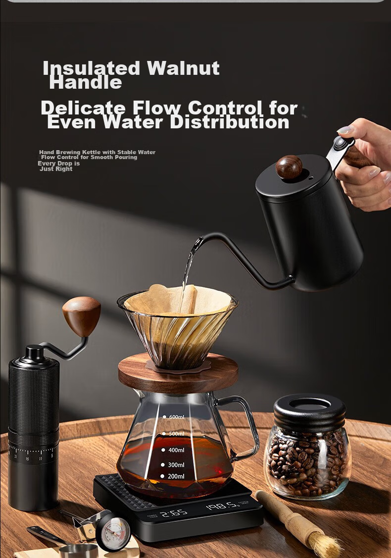 TEOTM Pour-Over Coffee Maker Set, Hand Grinder Coffee Machine, Manual Bean Grinder Set, Home Use Pour-Over Coffee Equipment Gift Box Set 6