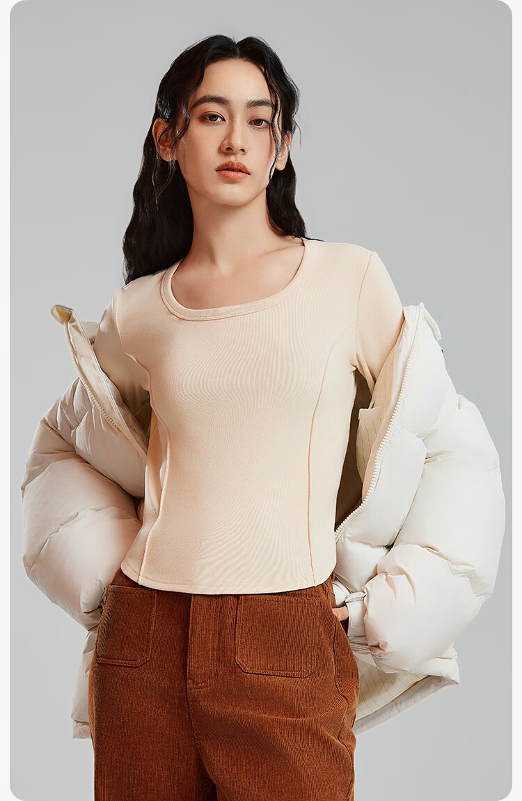 YOUKESHU Women's Base Layer, Spring Low-Collar Fishbone Inner Wear, 2026 New U-Neck Long-Sleeve Top, Autumn Underwear 18