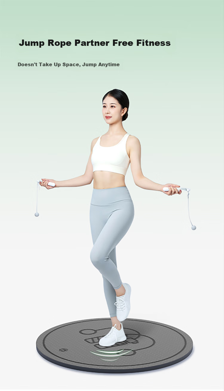 JD Original Round Cordless Jump Rope Mat, Yoga Mat, Soundproof And Shock-Absorbing TPE Yoga Mat, Thickened Home Indoor Fitness Mat, Gray 14