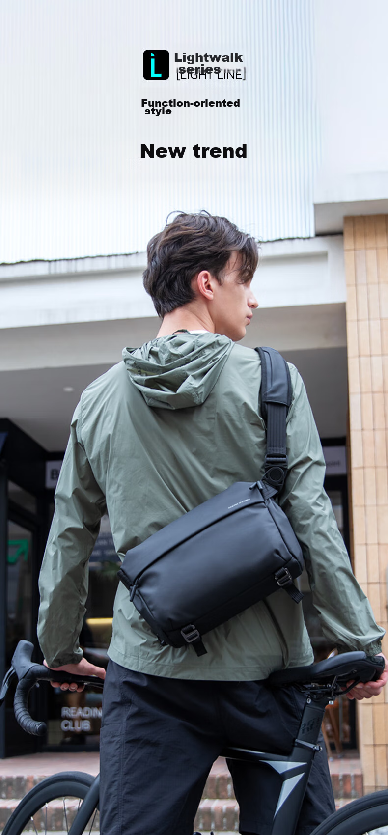MARK RYDEN Large Capacity Lightweight Casual Versatile Crossbody Bag, Fashionable Trendy Commuter Cycling Functional Flat Shoulder Bag Chest Pack 1