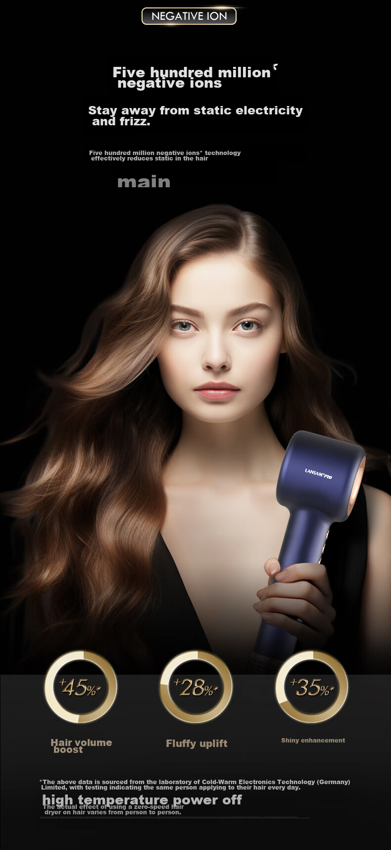 LANSAM Hair Dryer, Home Use, Plasma Hair Protection, High-Speed, Strong Airflow, Gentle on Hair, Negative Ion Electric Blower, Birthday Gift, Youth Version - Twilight Blue 13