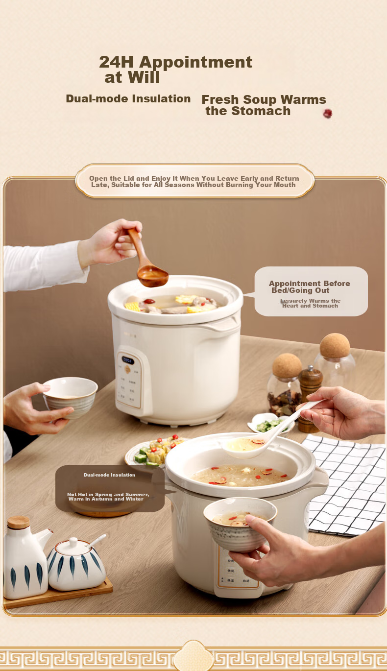 TONZE Electric Stew Pot, Porridge Cooker, Soup Pot, Stew Pot, Baby Electric Stew Cup, Porridge Cooking Pot, Health Pot, Quick Braising And Direct Stewing, White Porcelain Inner Pot DGD40K22GC 4 Liters 7