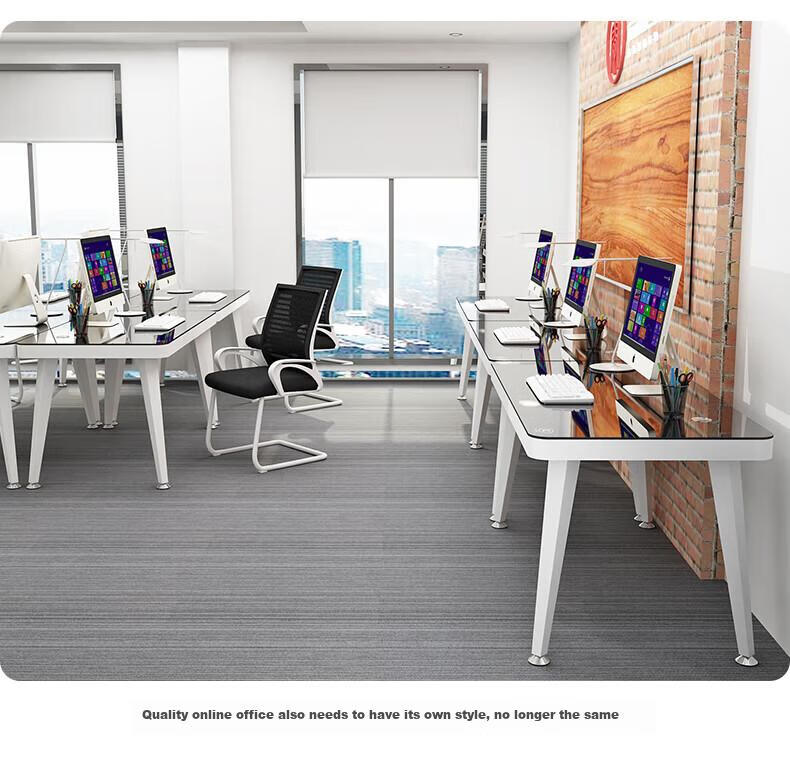 Fanshe Tempered Glass Computer Desk, Glass Desktop Workstation, Thickened Nordic Minimalist Office Desk 21