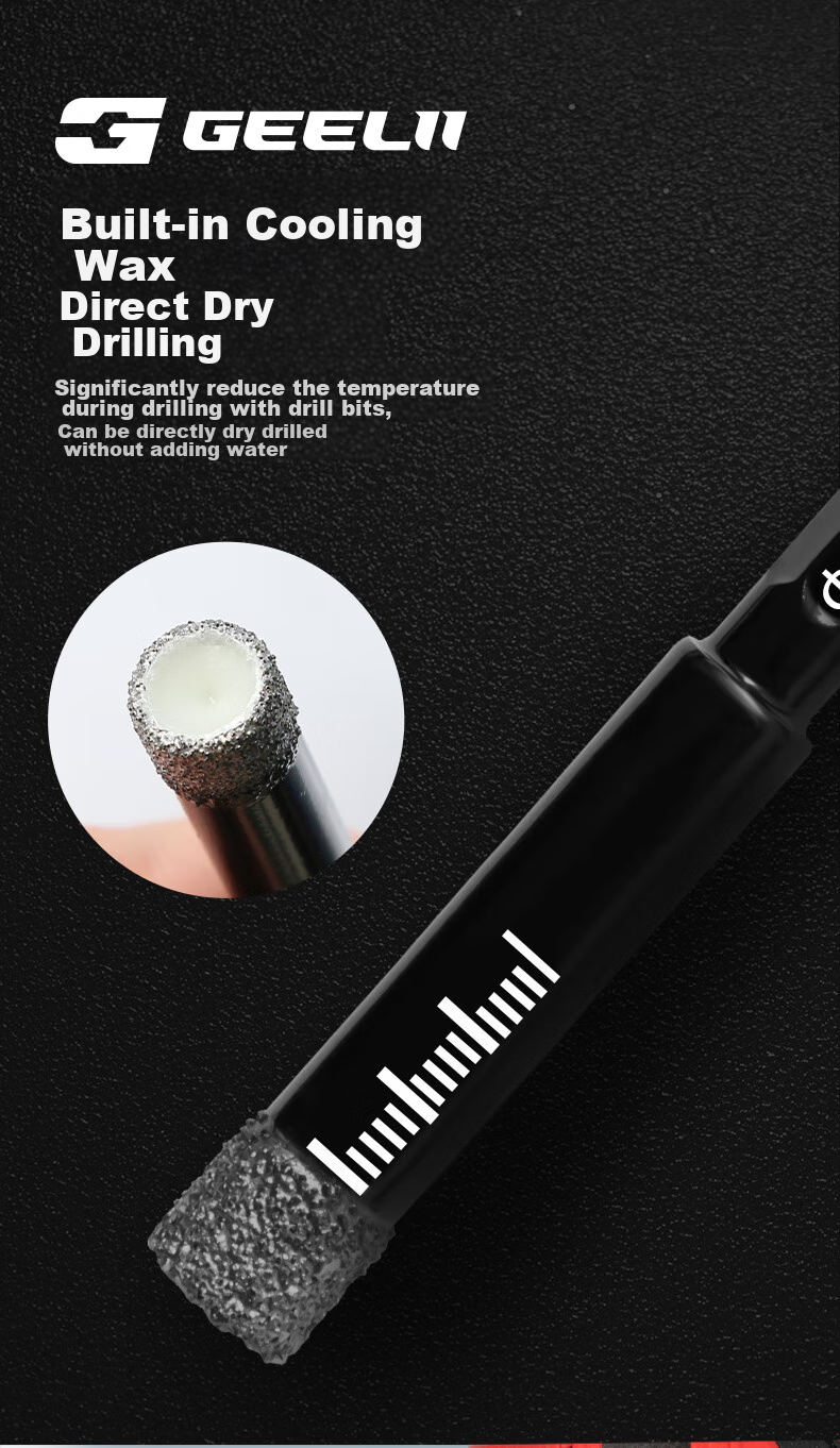 GeeLii Ceramic Tile Hole Cutter, Glass Vitrified Tile Marble Dry Drilling Bit 10mm 59102 6
