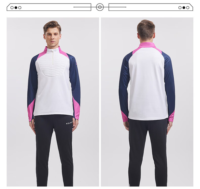 KELME Pullover Sweatshirt for Men, New Autumn Football Training Shirt, Running Hoodie with Half-Zip, Cotton-Lined Top, White, XL 15