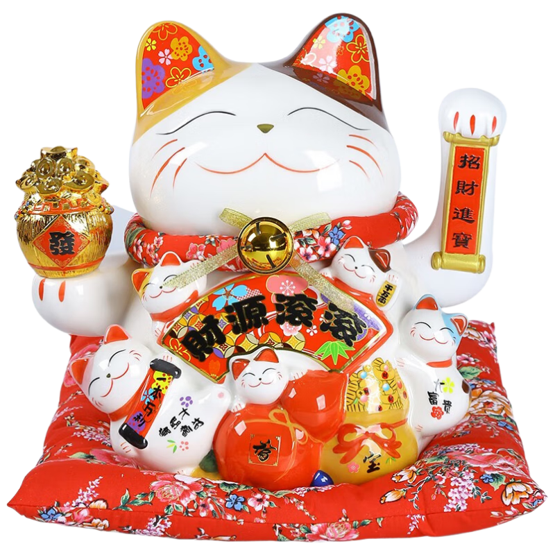 Bangu Mountain Large 14-Inch Automatic Waving Fortune Cat Lucky Cat Housewarming Opening Gift Living Room Cashier Desk Wealth Ornament