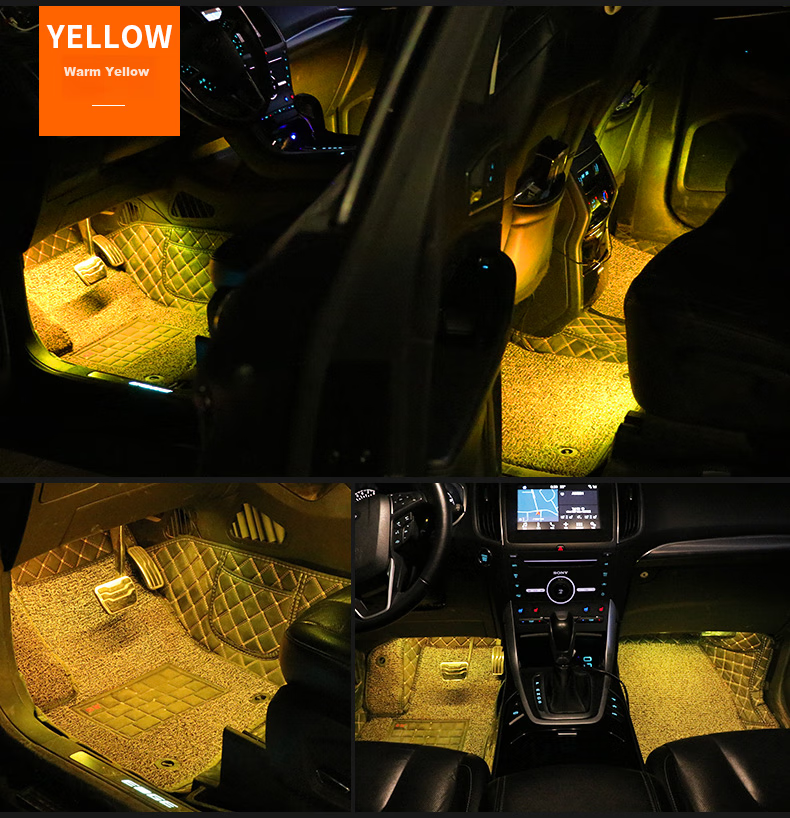 Dijialun Car Ambient Light, Interior Modification, No Wiring Required, Wireless Remote Control, Universal USB Car Atmosphere Light, Footwell Interior Decoration Light, LED Breathing Light, Creative Product, Music Rhythm Light 17