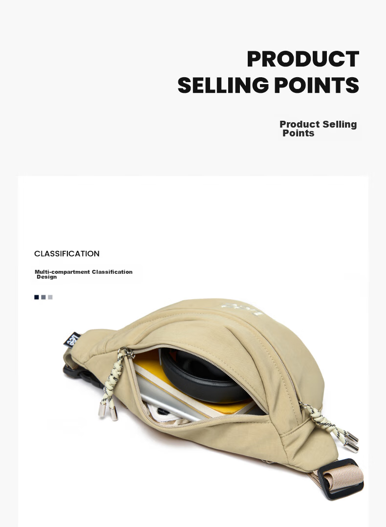 Lee Women's Shoulder Bag Fashion Crossbody Bag Men's Waist Bag Commuter Chest Bag Student Casual Versatile Backpack Cream White 5