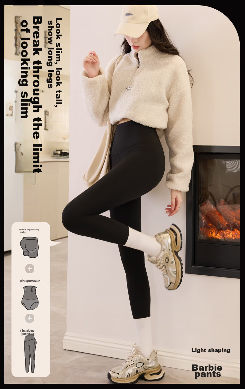 LangSha Shark Leggings for Women, Slimming And Butt-Lifting, Autumn And Winter Thick Fleece-Lined, Wearable Outside, Warm Tight-Fitting Yoga Pants 1