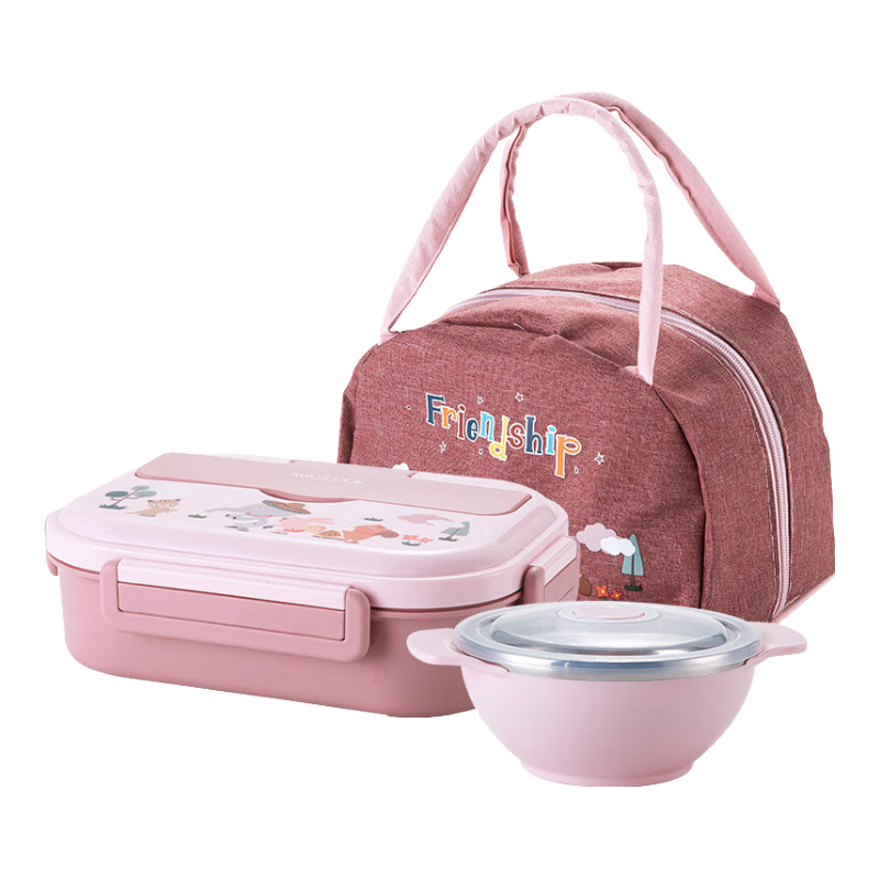 MAXCOOK 316L Stainless Steel Lunch Box, Microwave-Safe Insulated Lunch Box for Students, with Utensils, Soup Bowl, And Bag MCFT5746