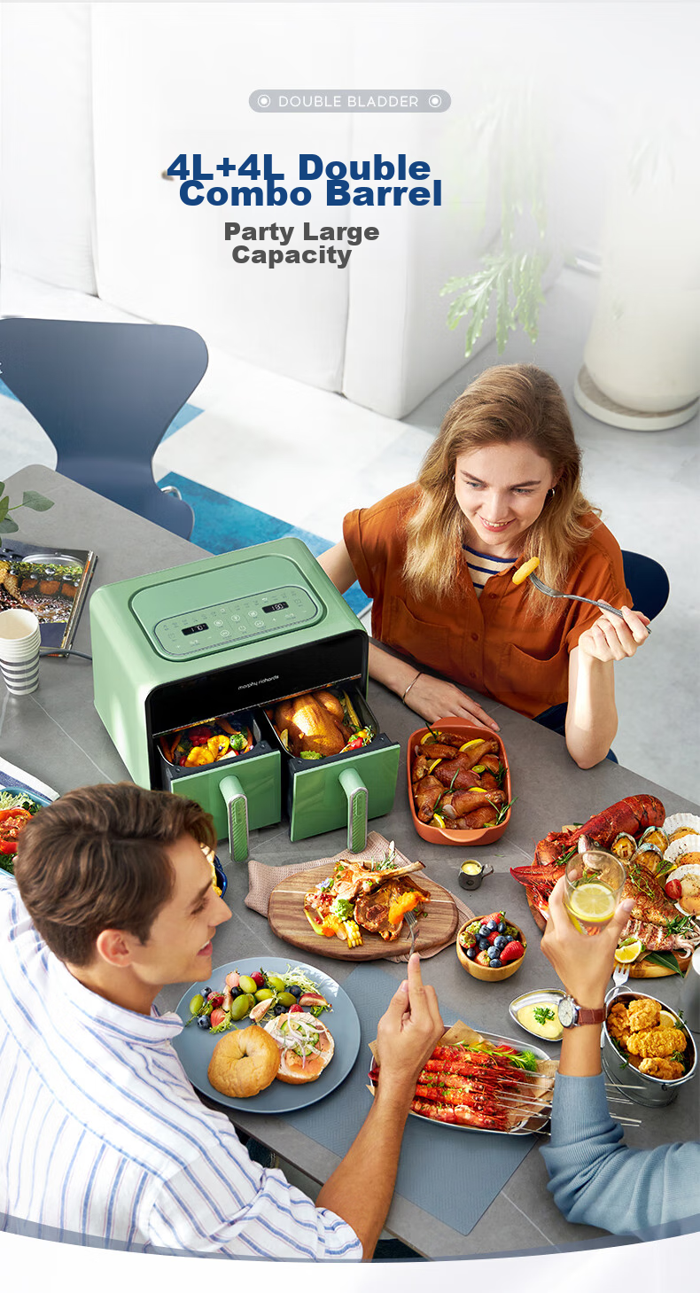 Morphyrichards Air Fryer for Home Use, Dual Compartment 8L Large Capacity, 14 Recipes, 720° Hot Circulation, Double-Bottom Multi-Functional Air Fryer And Oven, MR8100 Gree 4