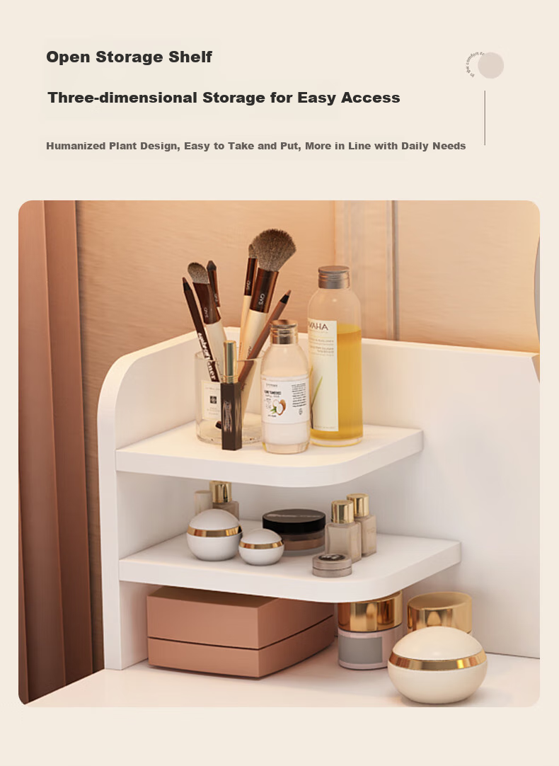 OLENOUFENG Dressing Table, Modern Minimalist Bedroom Vanity, Compact Luxury High-End Makeup Desk with LED Light And Dressing Mirror 5