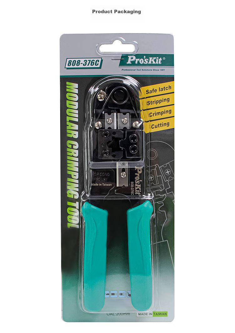 Pro'sKit 8P Network Cable Crimping Pliers, Single-Port Network Cable Crimper, 808-376C 12