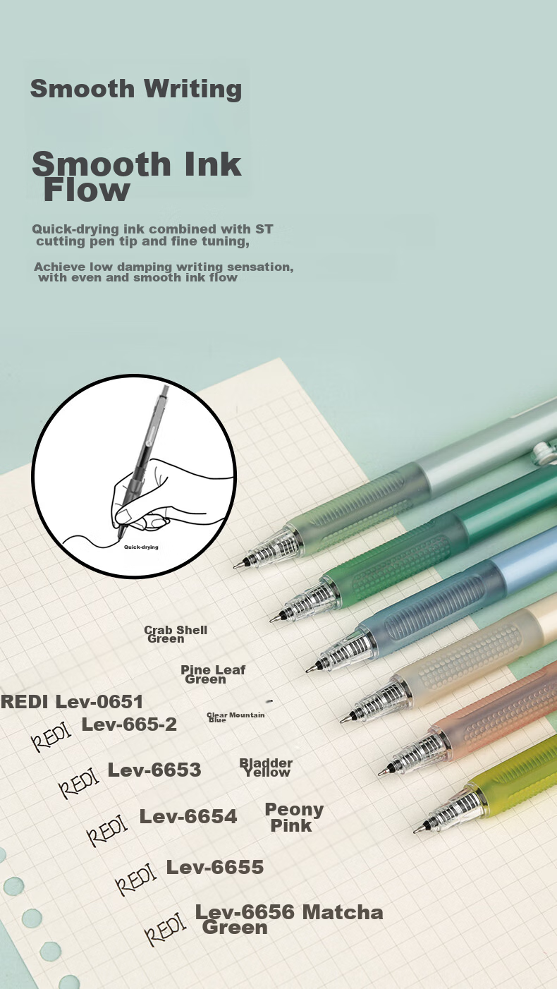 Lepusheng Gel Pen, Retractable, Direct Liquid Quick-Drying Signature Pen, 665 Exam Writing Pen, Student Pen Refill, 0.5mm Black, Office Supplies, 665 Peony Pink + 5 Replacement Refills 9