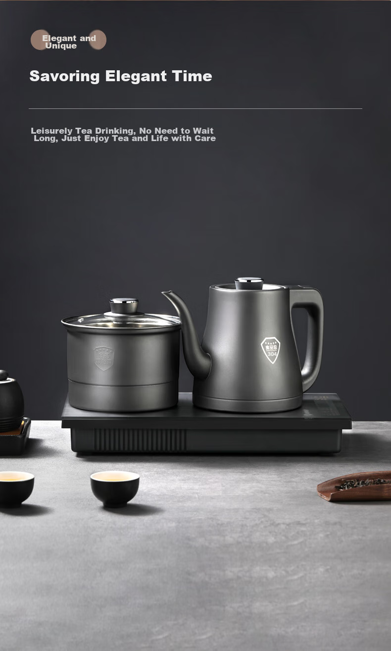 FUNORK Fully Automatic Electric Kettle with Tea Table, 304 Stainless Steel Integrated Tea Table And Coffee Table, Built-In Electric Teapot, Tea Set And Electric Tea Stove HL-602 Cleaning Model 1L 14