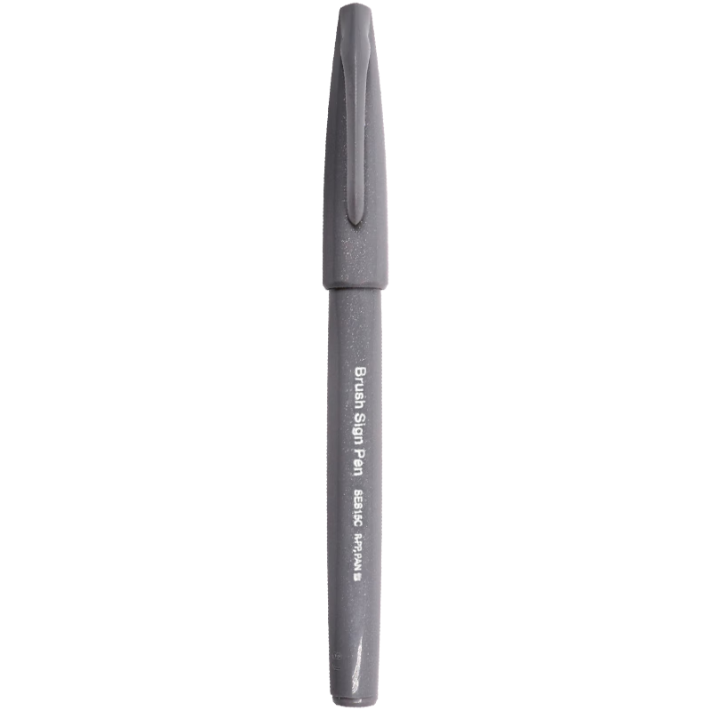 Pentel Colorful Soft Brush Pen, Elastic Tip Water-Based Pen Touch for Journaling, Letters And Greeting Cards, SES15C Gray/single Pack